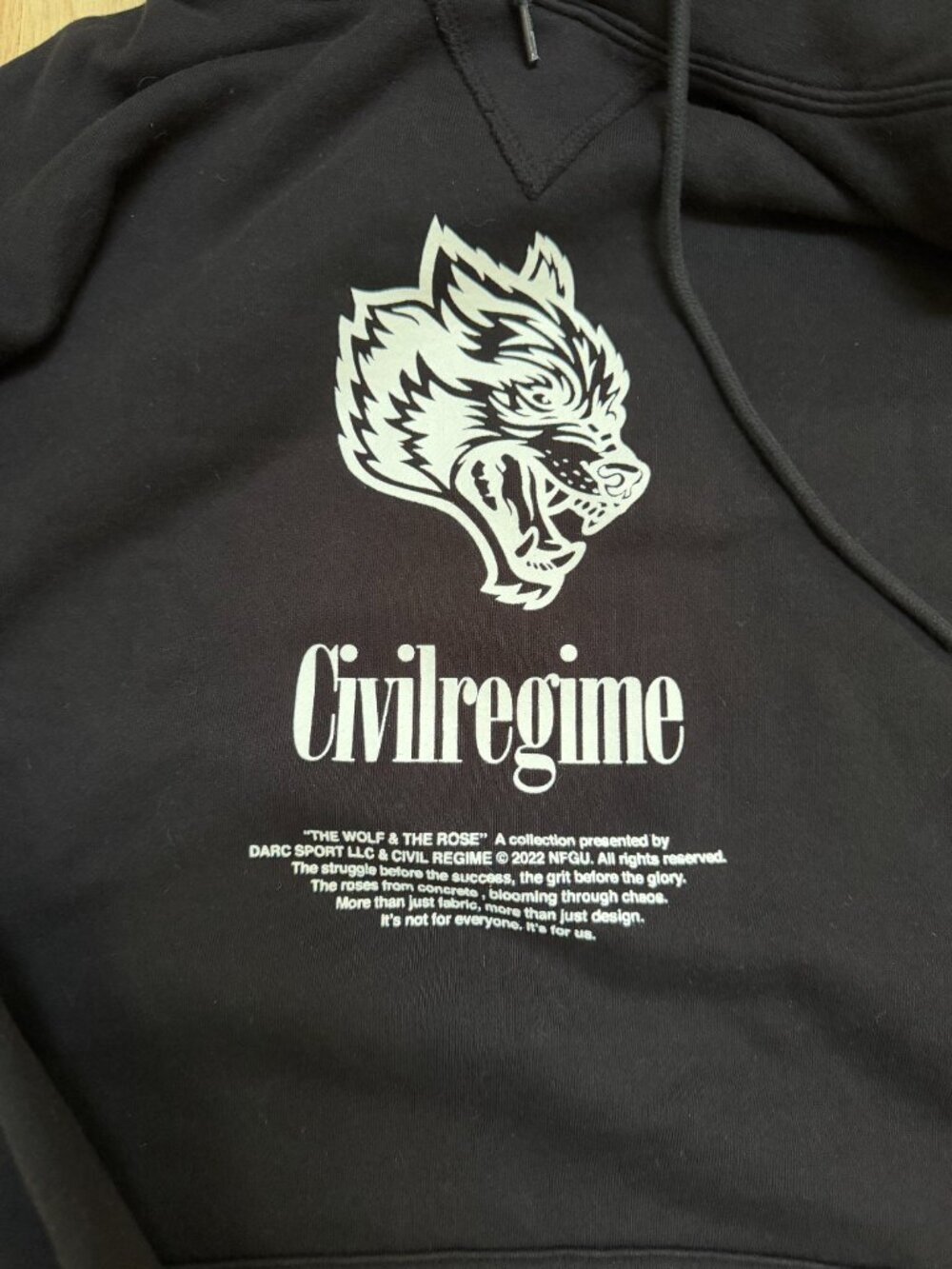 Darcsport Civil Regime Wolf Bloom Hoodie Black Graphic French Terry XL NWT - Picture 2 of 6